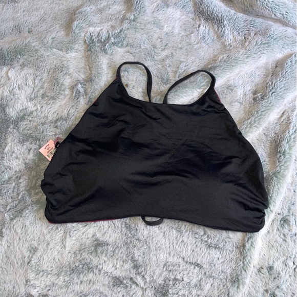 NWT Reversible Black & Maroon Patterned Adjustable Bikini Top by Ardene Size L - Picture 9 of 10